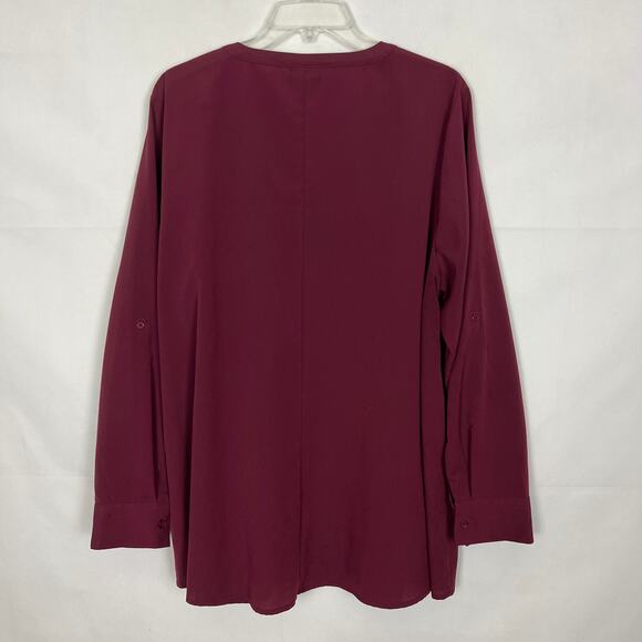 Lane Bryant Burgundy Long Sleeve Top Size 18 - Picture 6 of 11